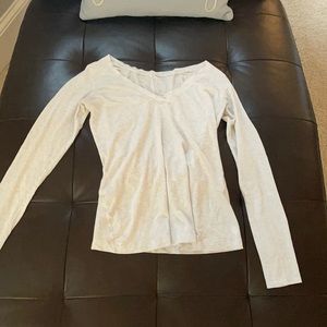 Light grey lululemon long sleeve v-neck shirt